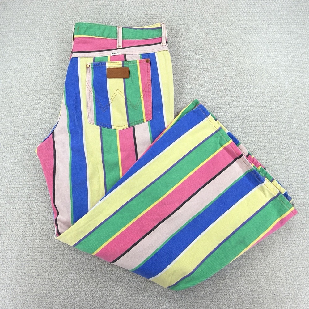 Wrangler Wanderer 622 Jeans 35x32 (41x31) High Rise Flare Rainbow Stripe Retro